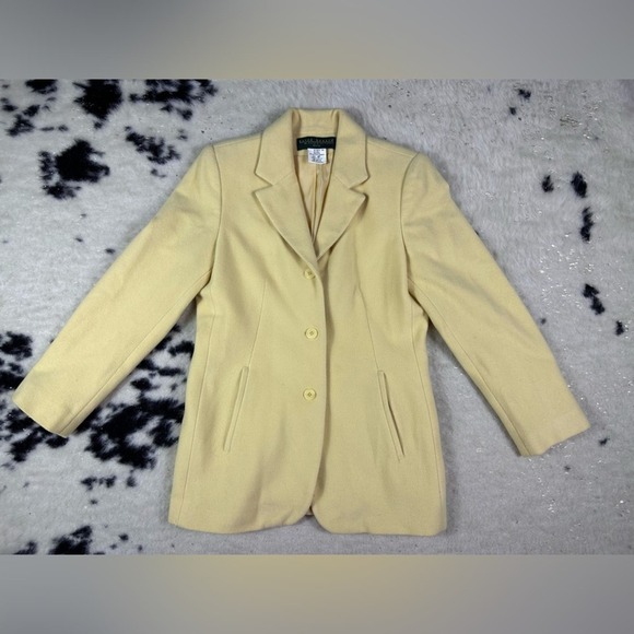 Harve Benard Women’s Vintage Yellow Button Down Wool Cashmere Blazer Size 4 - Picture 1 of 9